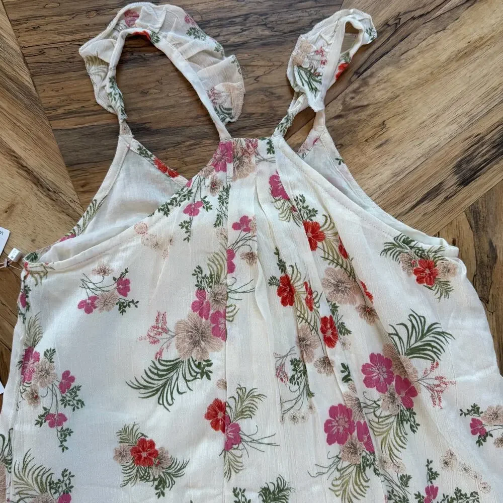 NWT O'Neill Ashley Floral High-Low Dress Girls L White Sundress Cotton Lined